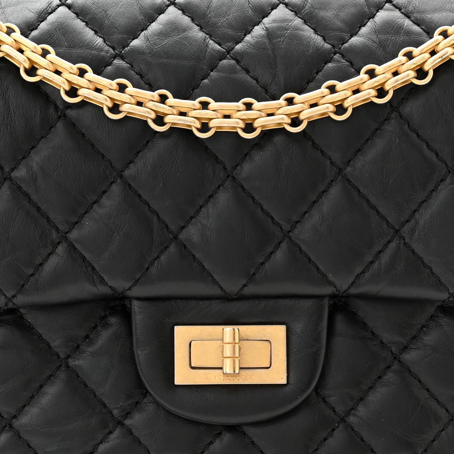Aged Calfskin Quilted 2.55 Reissue 225 Flap Black