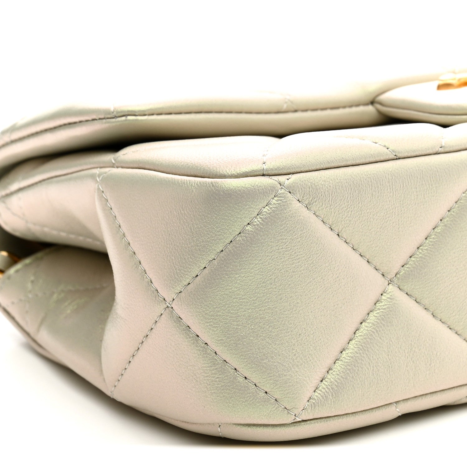 Chanel Pearly Lambskin Quilted Pearl Small Flap Light Grey 16 of 21
