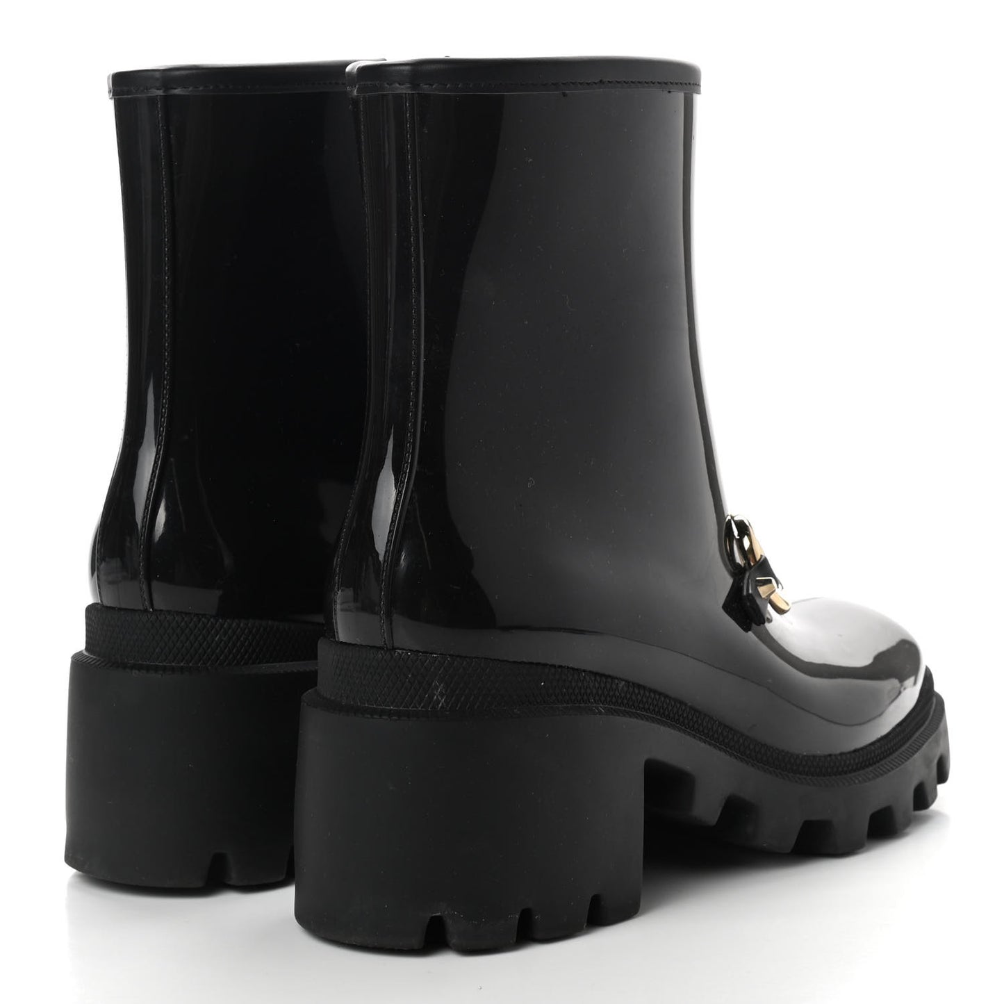 Rubber Womens Horsebit Ankle Boots 37 Black