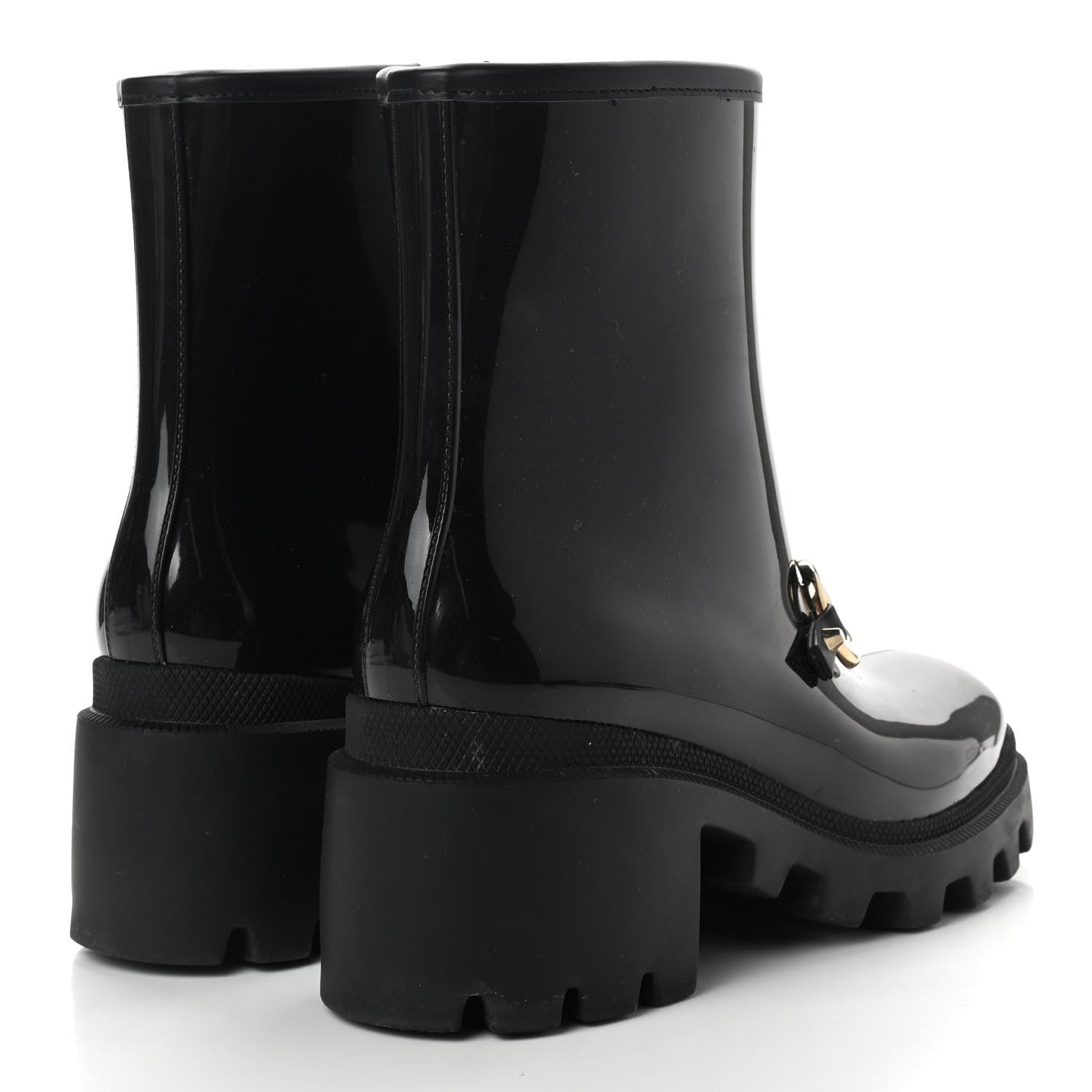 Gucci Rubber Womens Horsebit Ankle Boots 37 Black 4 of 7