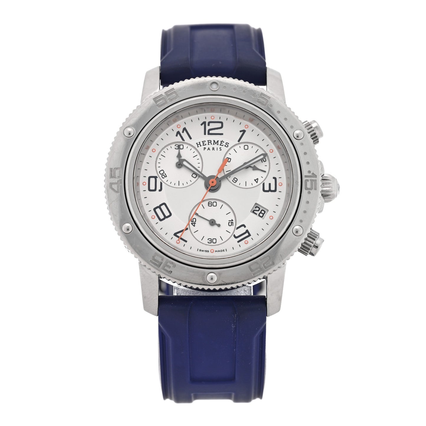 Stainless Steel Rubber 36mm Clipper Chronograph Quartz Watch Blue