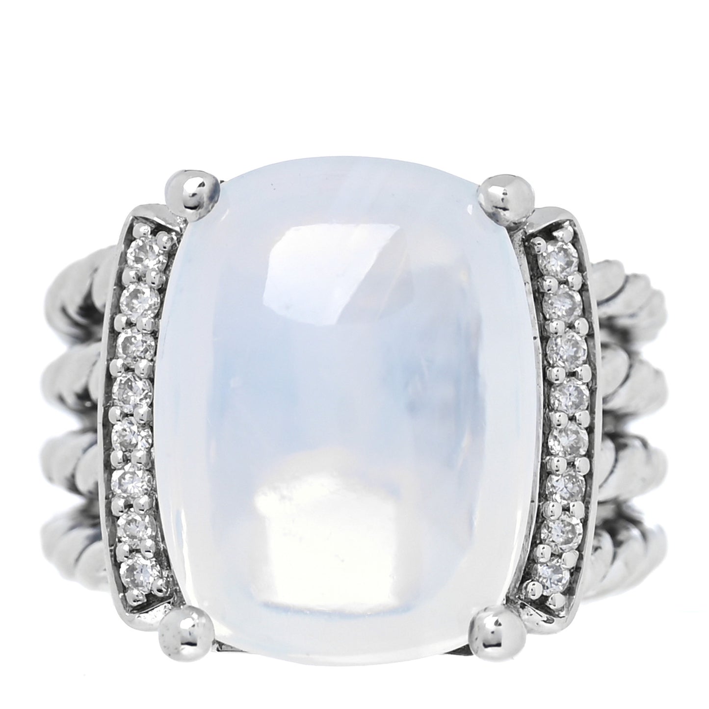 Sterling Silver Diamond Moon Quartz 16mm Wheaton Ring 51 5.75