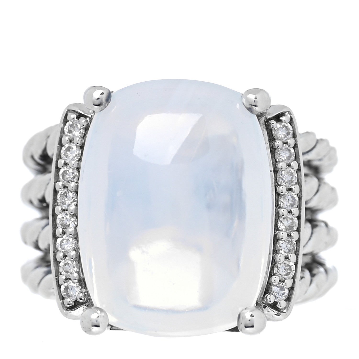 David Yurman Sterling Silver Diamond Moon Quartz 16mm Wheaton Ring 51 5.75 1 of 5