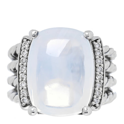 David Yurman Sterling Silver Diamond Moon Quartz 16mm Wheaton Ring 51 5.75 1 of 5
