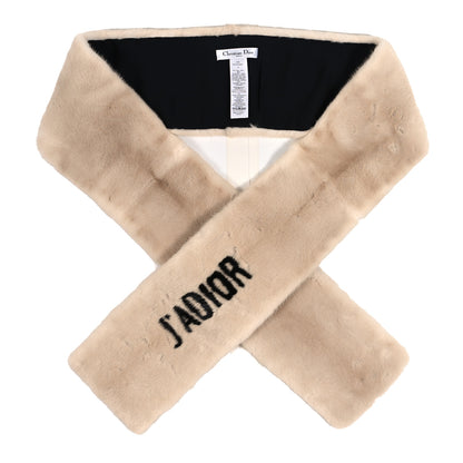 Christian Dior Mink J'Adior Scarf Beige Black 1 of 3