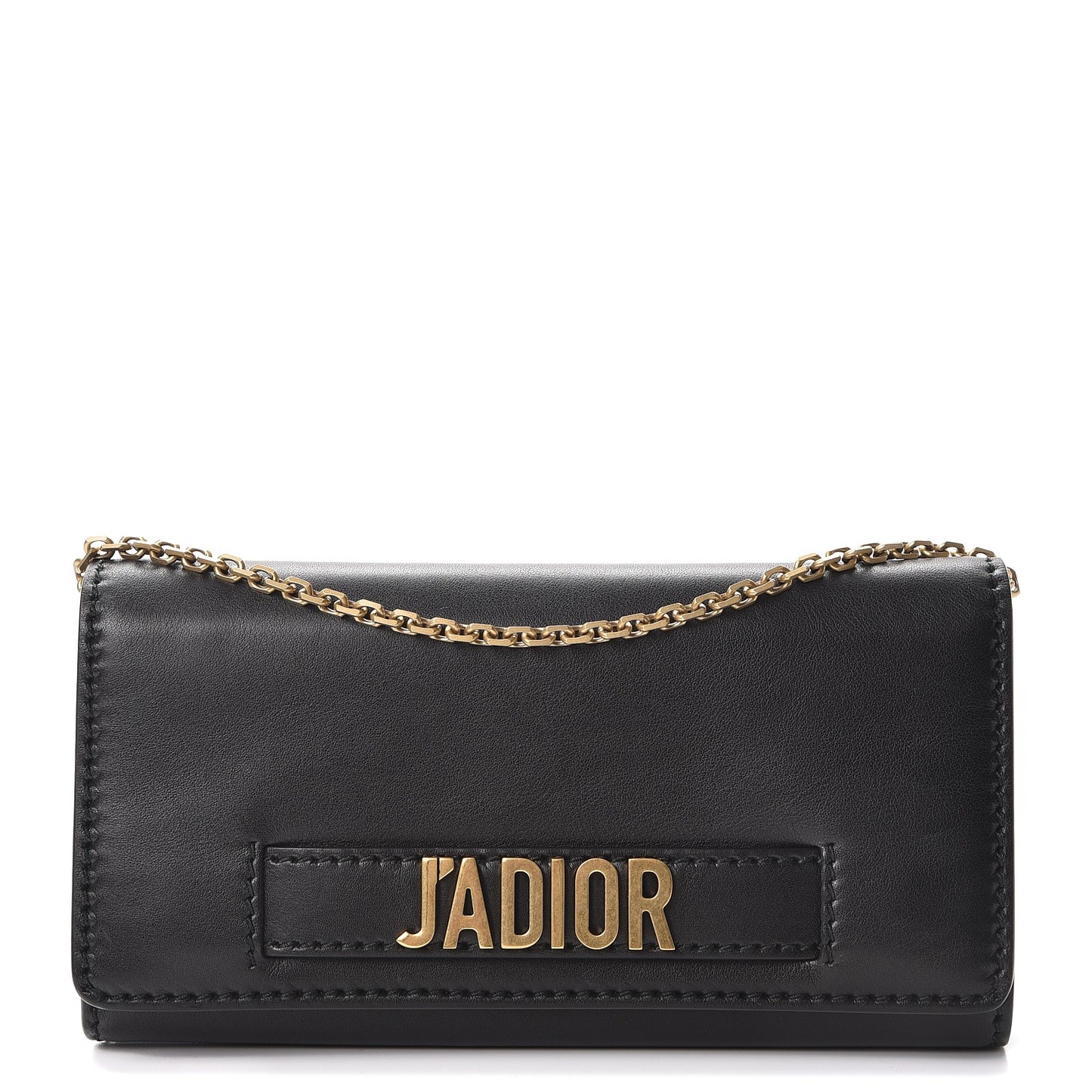 Calfskin J'adior Croisiere Chain Wallet Black