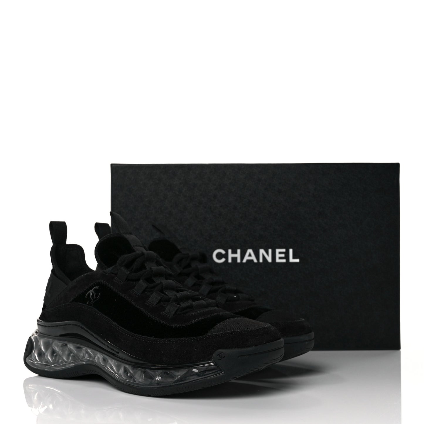 Suede Calfskin Velvet Grosgrain CC Sneakers 39 Black