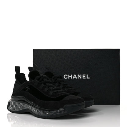 Chanel Suede Calfskin Velvet Grosgrain CC Sneakers 39 Black 9 of 9