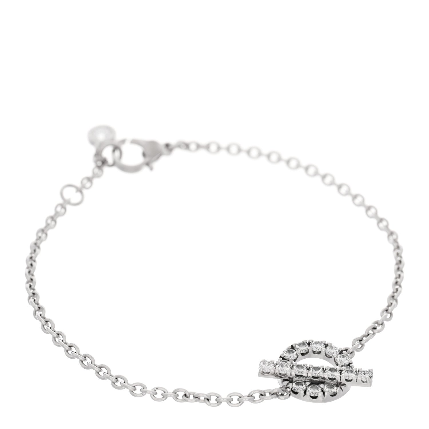 Hermes 18K White Gold Diamond Finesse Bracelet SH 1 of 3