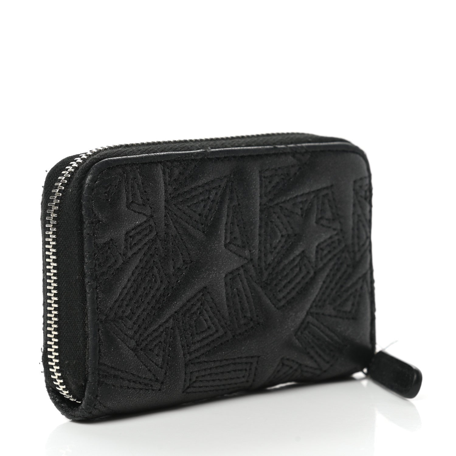 Chanel Metallic Lambskin Star Embossed Coin Purse Case Black 3 of 11