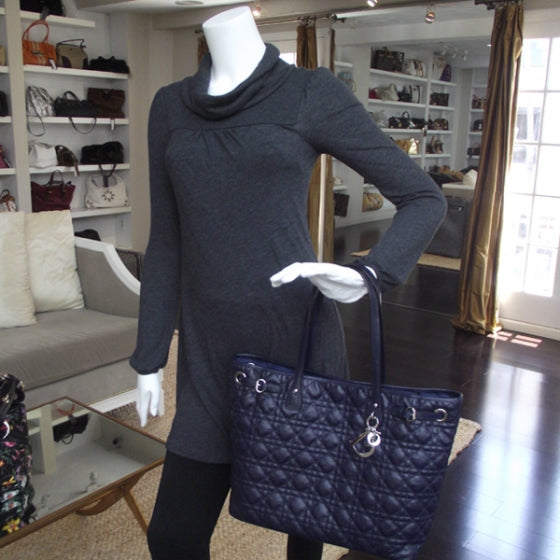 Coated Canvas Cannage Large Panarea Tote Blue