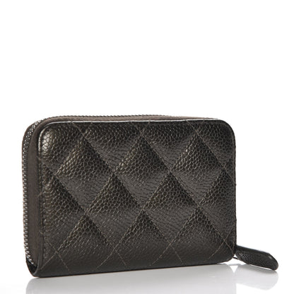 Chanel Metallic Caviar Quilted Zip Coin Purse Dark Charcoal 3 of 7