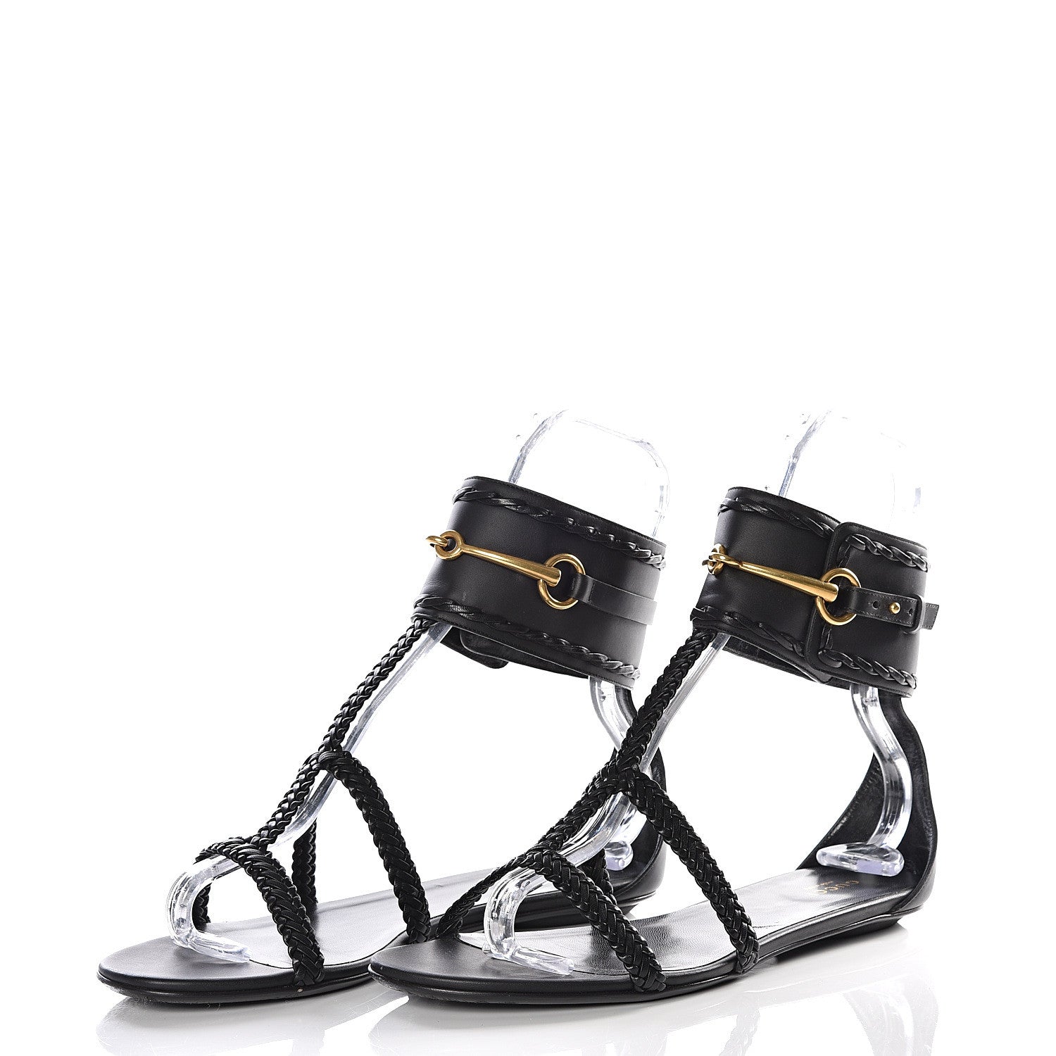 Gucci Calfskin Malaga Kid Sandals 39.5 Black 2 of 14