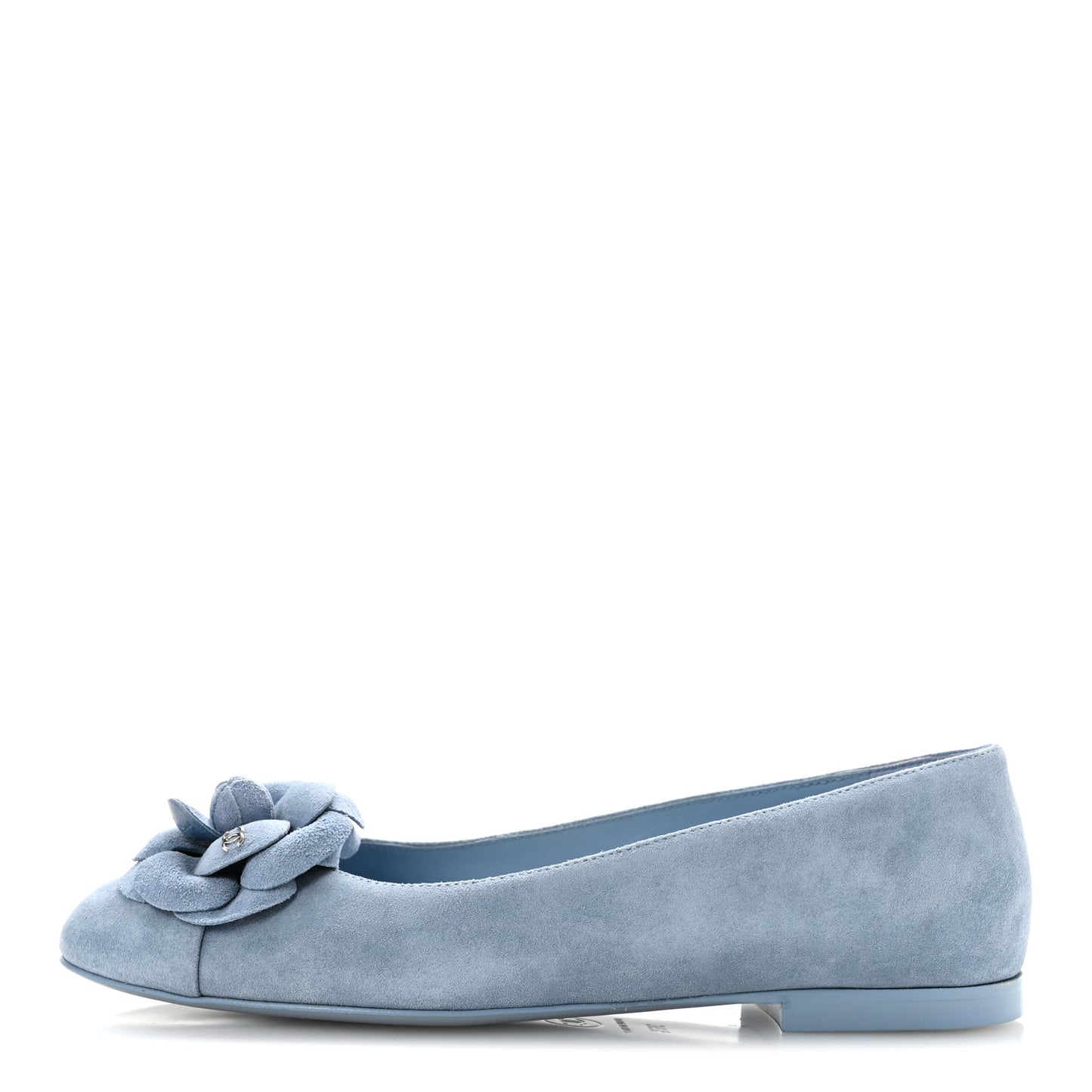 Suede Cap Toe Camellia Ballerina Flats 36.5 Light Blue
