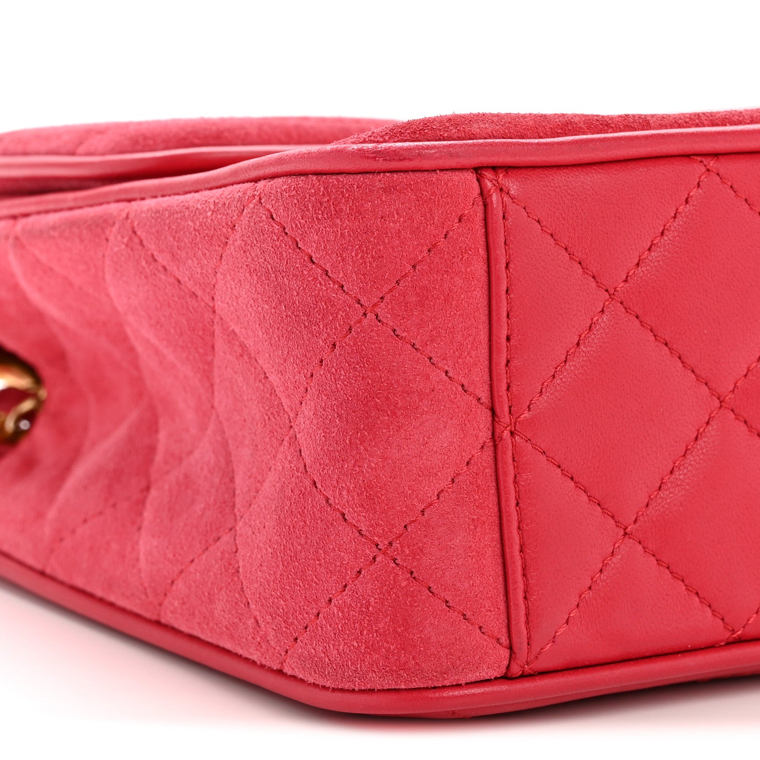 Chanel Suede Lambskin Scallop Quilted Mini Pagoda Flap Pink 9 of 15