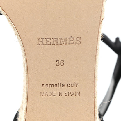 Hermes Suede Elda Espadrille Wedge Sandals 36 Black 6 of 8