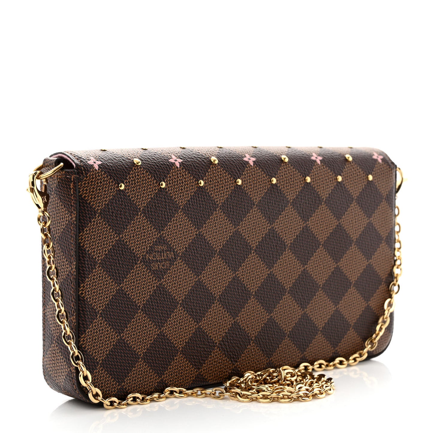 Damier Ebene Studded Pochette Felicie Chain Wallet