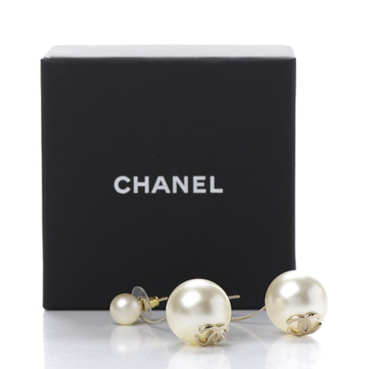 Chanel Pearl CC Chain Drop Earrings Gold 7 of 7
