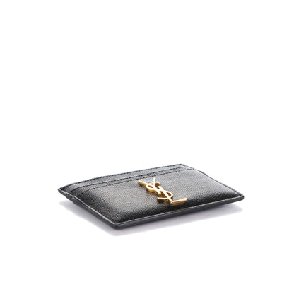Saint Laurent Grain De Poudre Monogram Credit Card Case Black 4 of 7