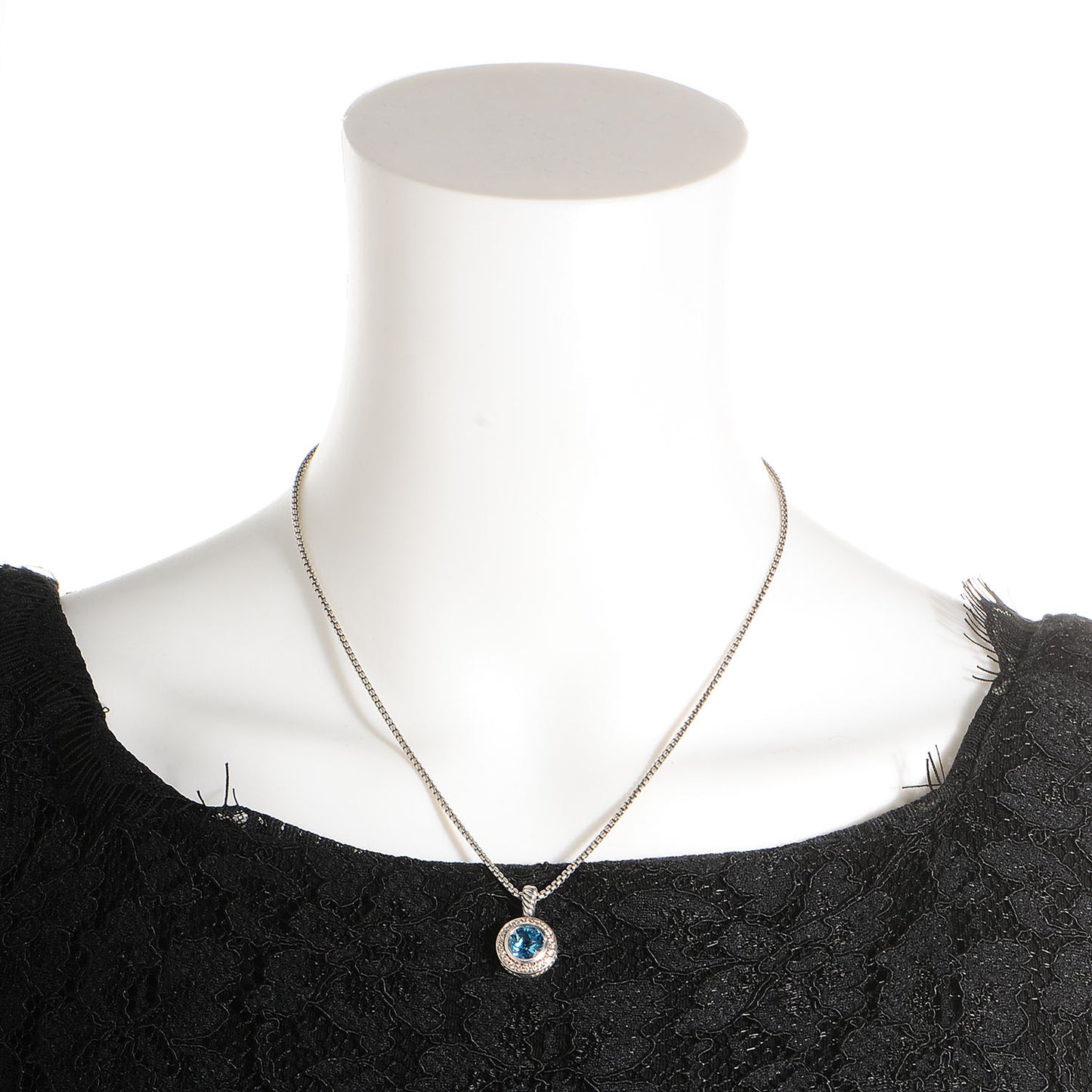 Sterling Silver Diamond Blue Topaz Necklace