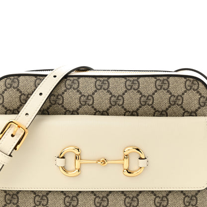 Gucci GG Supreme Monogram Small Horsebit 1955 Shoulder Bag Beige Mystic White 7 of 9