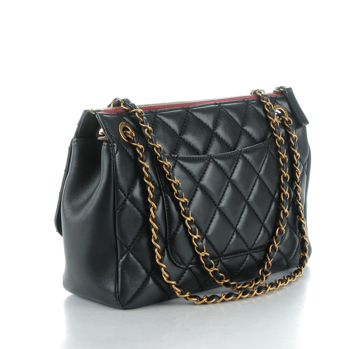 Calfskin Large Blizzard Zip Top Flap Bag Black