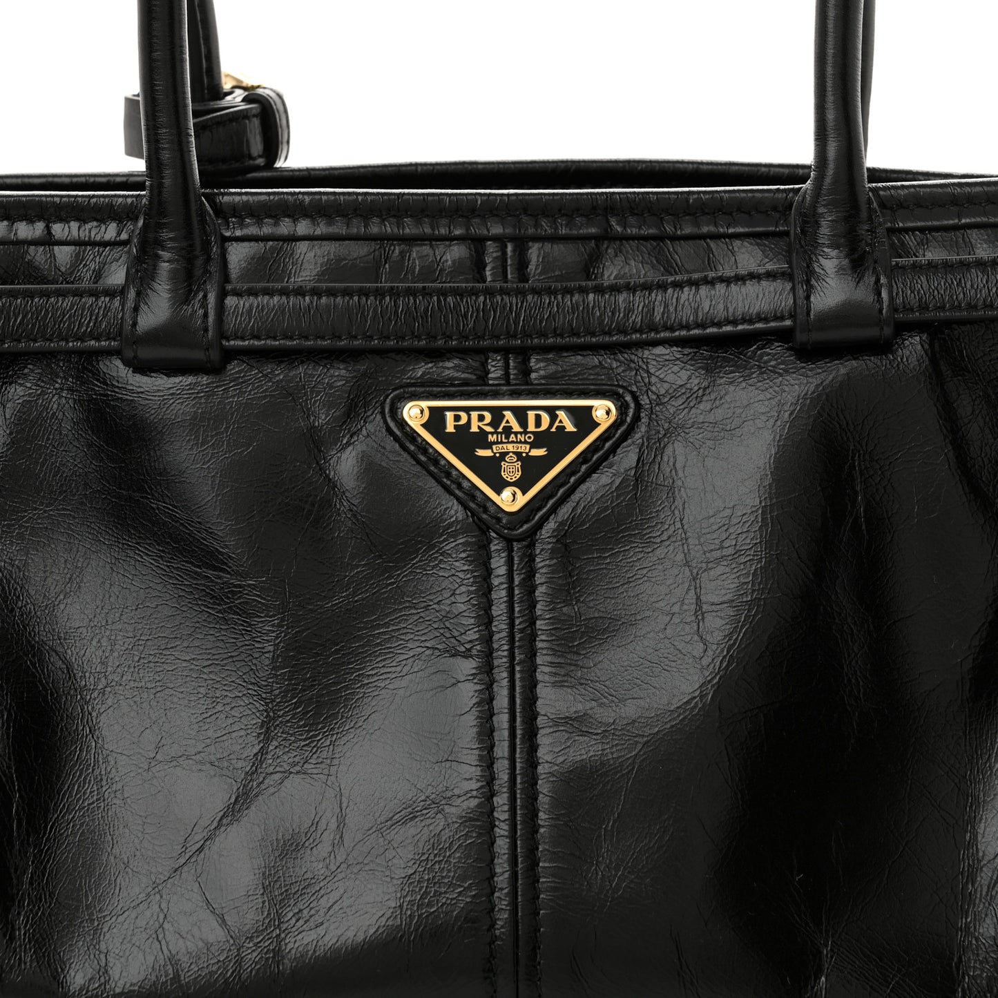 Shiny Nappa Medium Shoulder Bag Black