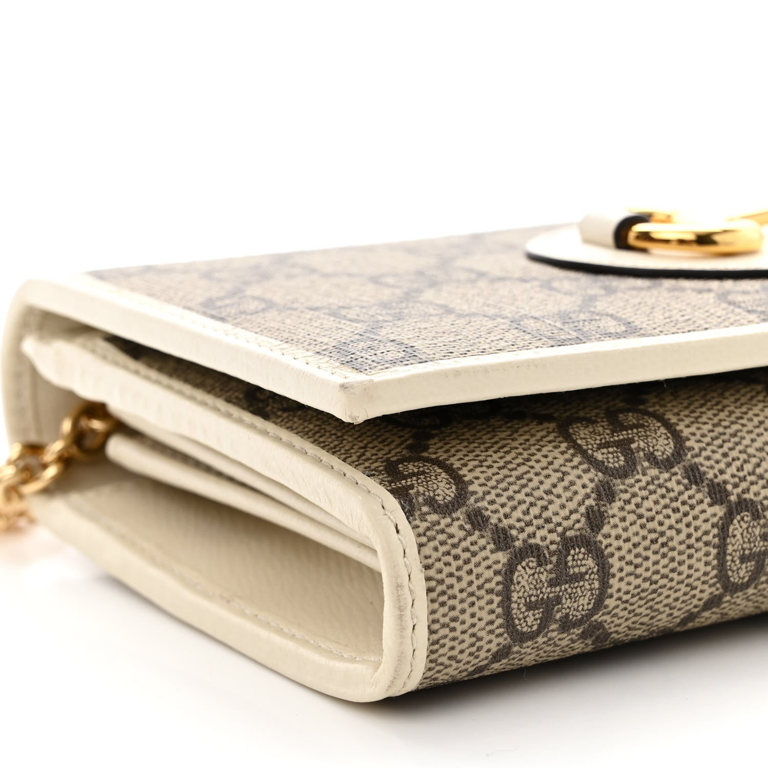 Gucci GG Supreme Monogram Azalea Calfskin Horsebit 1955 Wallet On Chain Beige Ebony Mystic White 10 of 11