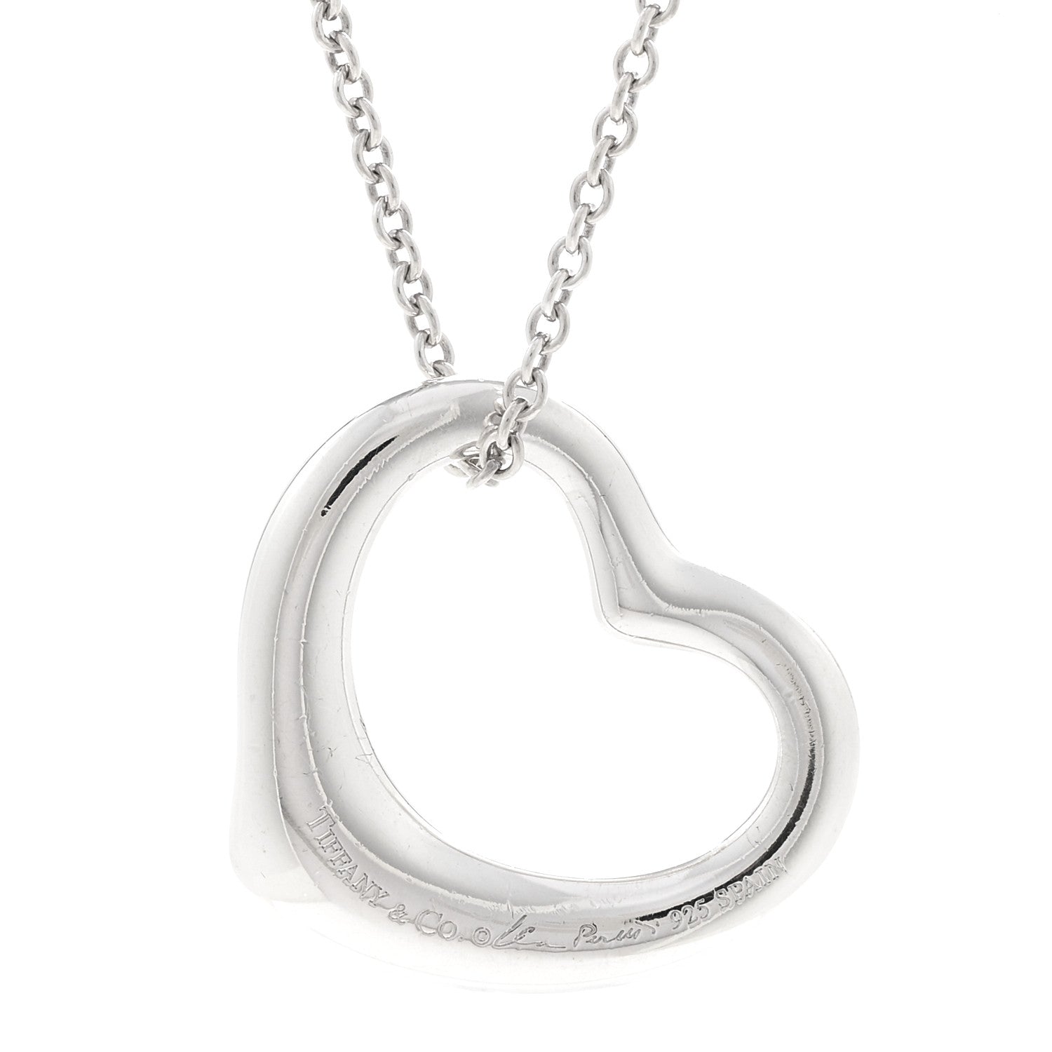 Tiffany Sterling Silver 22mm Elsa Peretti Open Heart Pendant Necklace 4 of 5