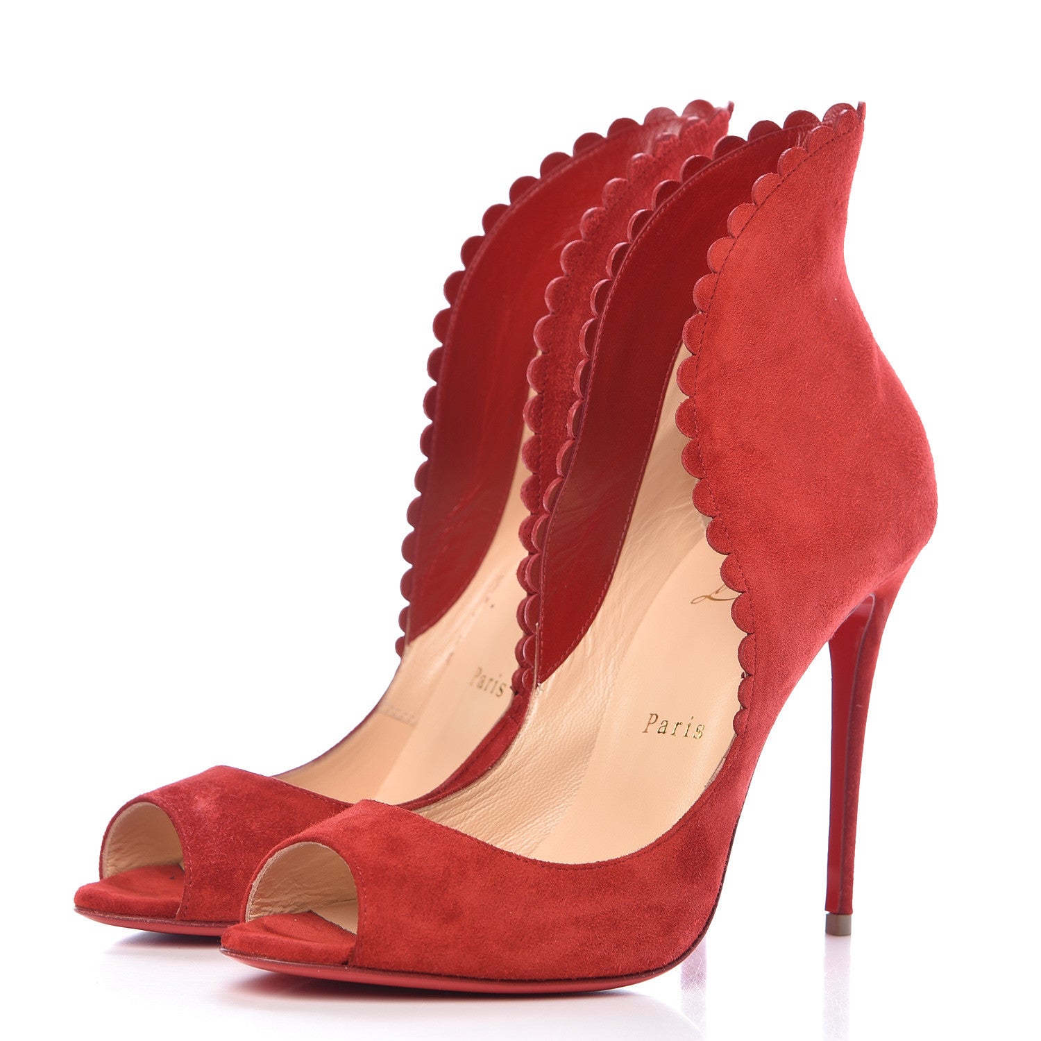 Christian Louboutin Veau Velours Pijonina 100 Booties 39 Rougissime 3 of 9