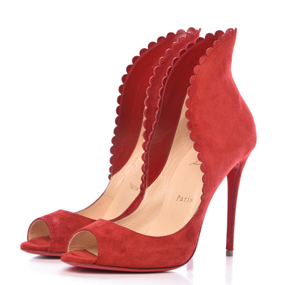 Christian Louboutin Veau Velours Pijonina 100 Booties 39 Rougissime 3 of 9