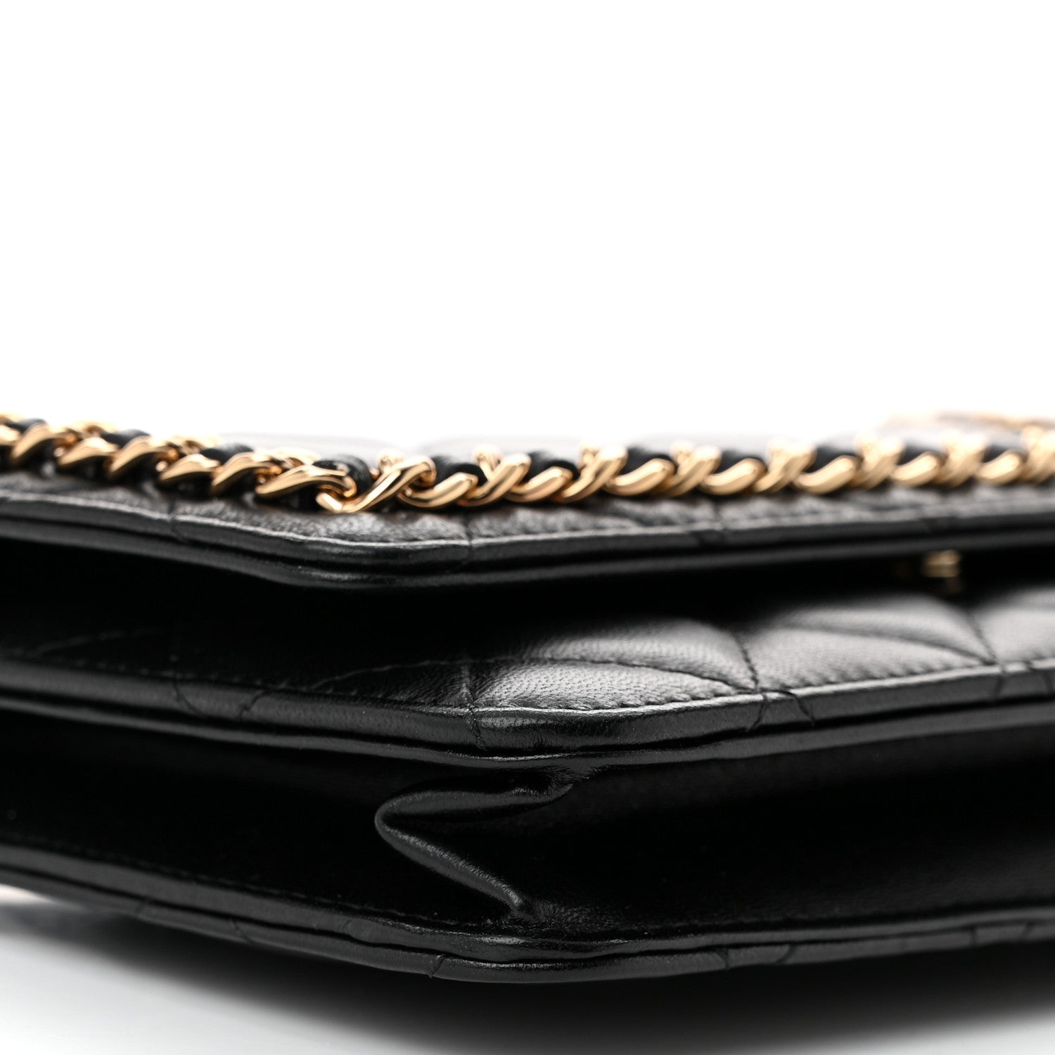 Chanel Lambskin Quilted Chain Around Wallet On Chain WOC Black 10 of 13