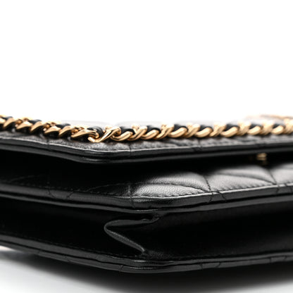 Chanel Lambskin Quilted Chain Around Wallet On Chain WOC Black 10 of 13