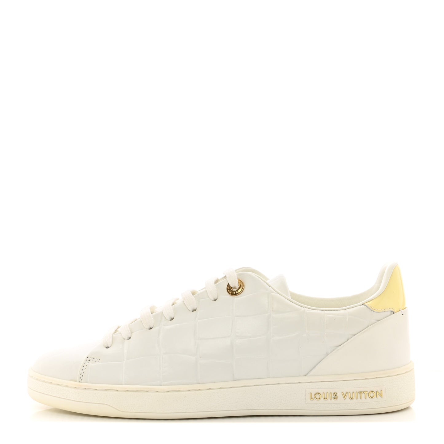 Calfskin Crocodile Embossed Frontrow Sneakers 38 White