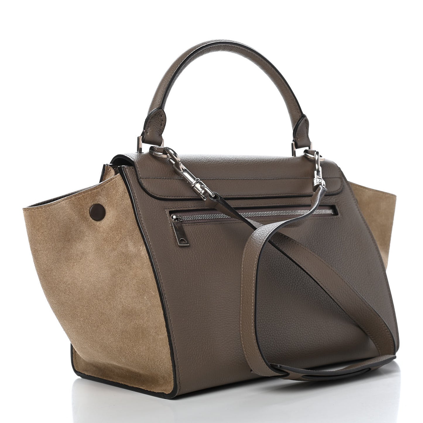Drummed Calfskin Suede Small Trapeze Souris