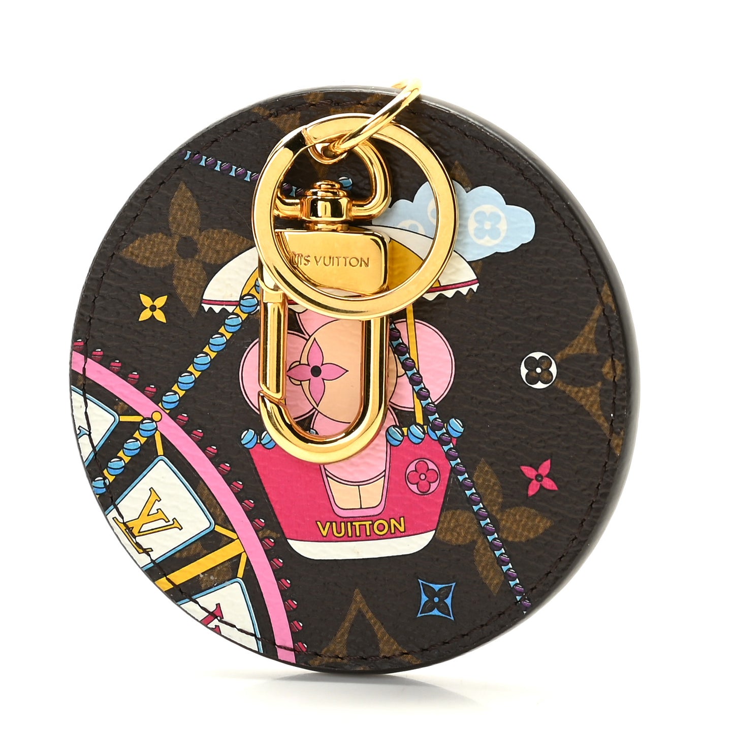 Monogram 2020 Christmas Animation Big Wheel Bag Charm Key Ring Rose Ballerine