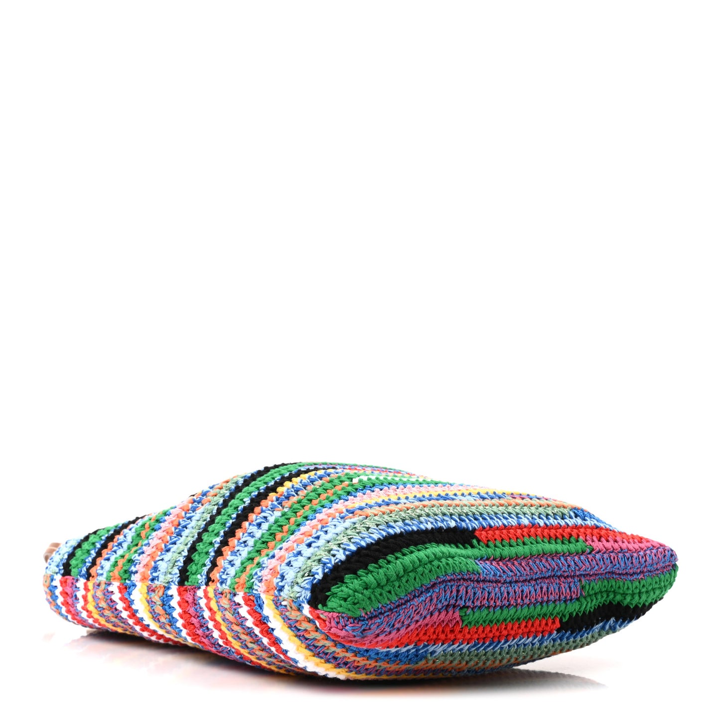 Cotton Crochet Stripe Vertical Tote Bag Multicolor