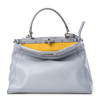 Fendi Vitello Morgan Shiny Nappa Medium Peekaboo Iconic Satchel Polvere Sunflower 1 of 8