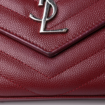 Saint Laurent Grain De Poudre Matelasse Chevron Monogram Chain Wallet Palissandre 11 of 14