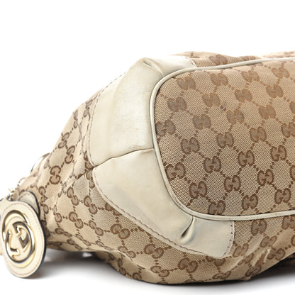 Gucci Monogram Margaux Calfskin Medium Sukey Top Handle Bag Beige Ebony Mystic White 11 of 13