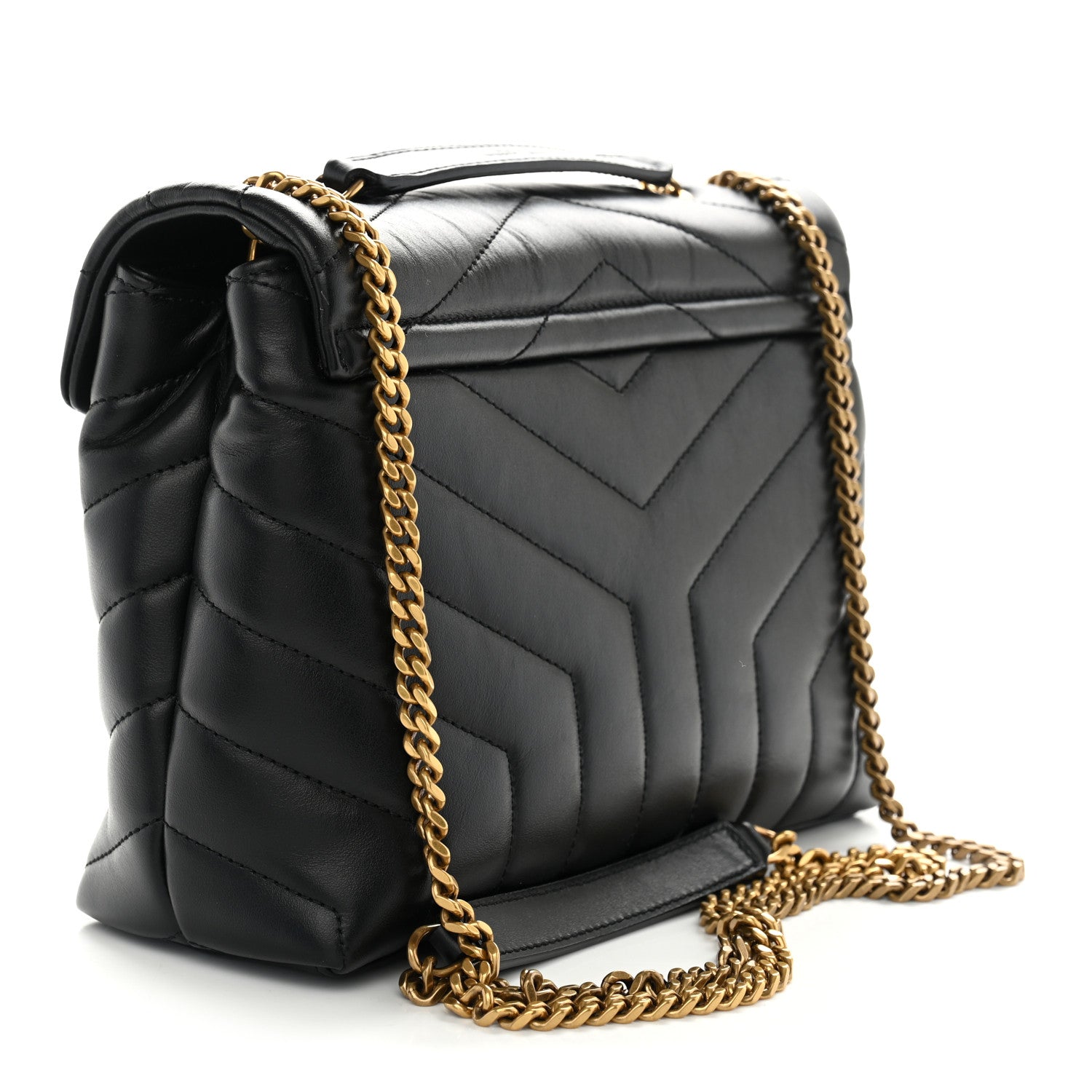 Saint Laurent Calfskin Y Quilted Monogram Small Loulou Chain Satchel Black 2 of 9