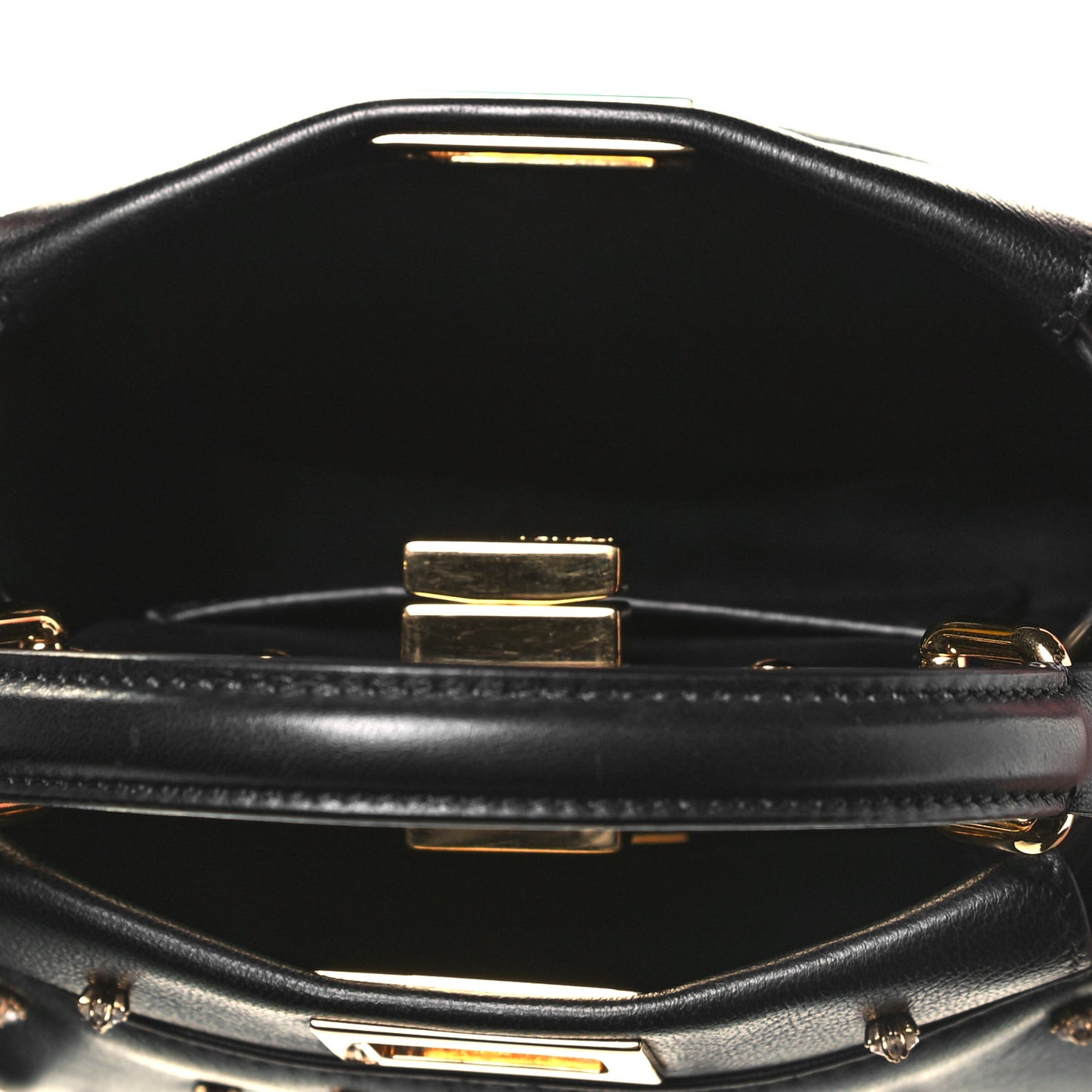 Nappa Crystal Studded XS Peekaboo Iconic Satchel Black