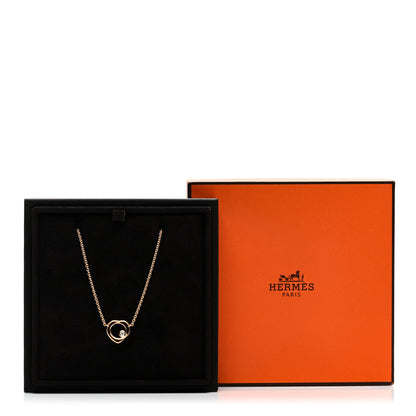 Hermes 18K Rose Gold Diamond TPM Vertige Coeur Necklace ST 5 of 5