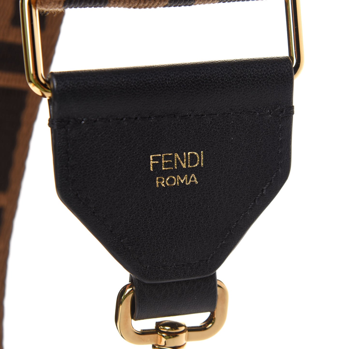 Ribbon Vitello Seta FF 1974 Adjustable Strap You Fango Marrone Black