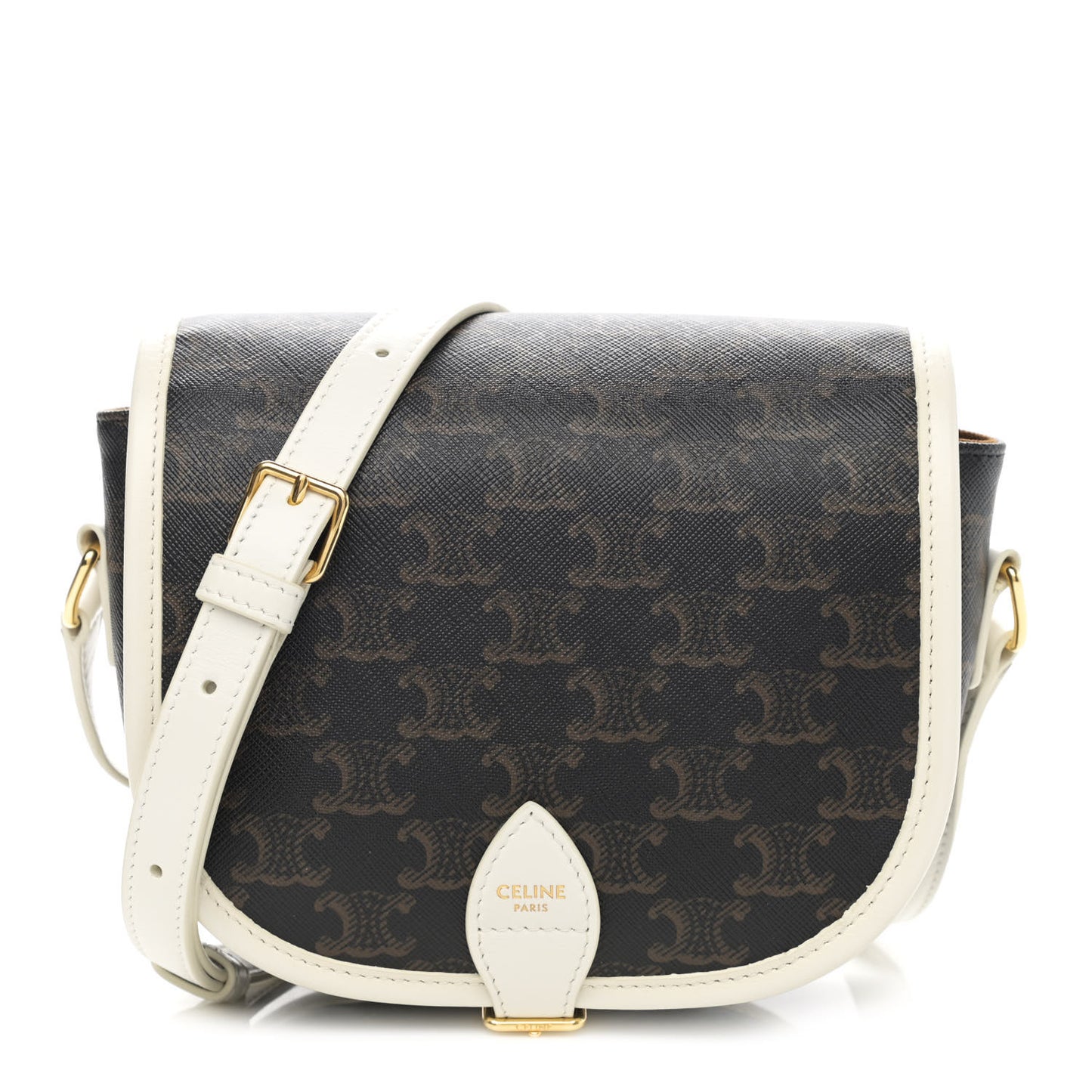 Triomphe Canvas Medium Folco Bag White