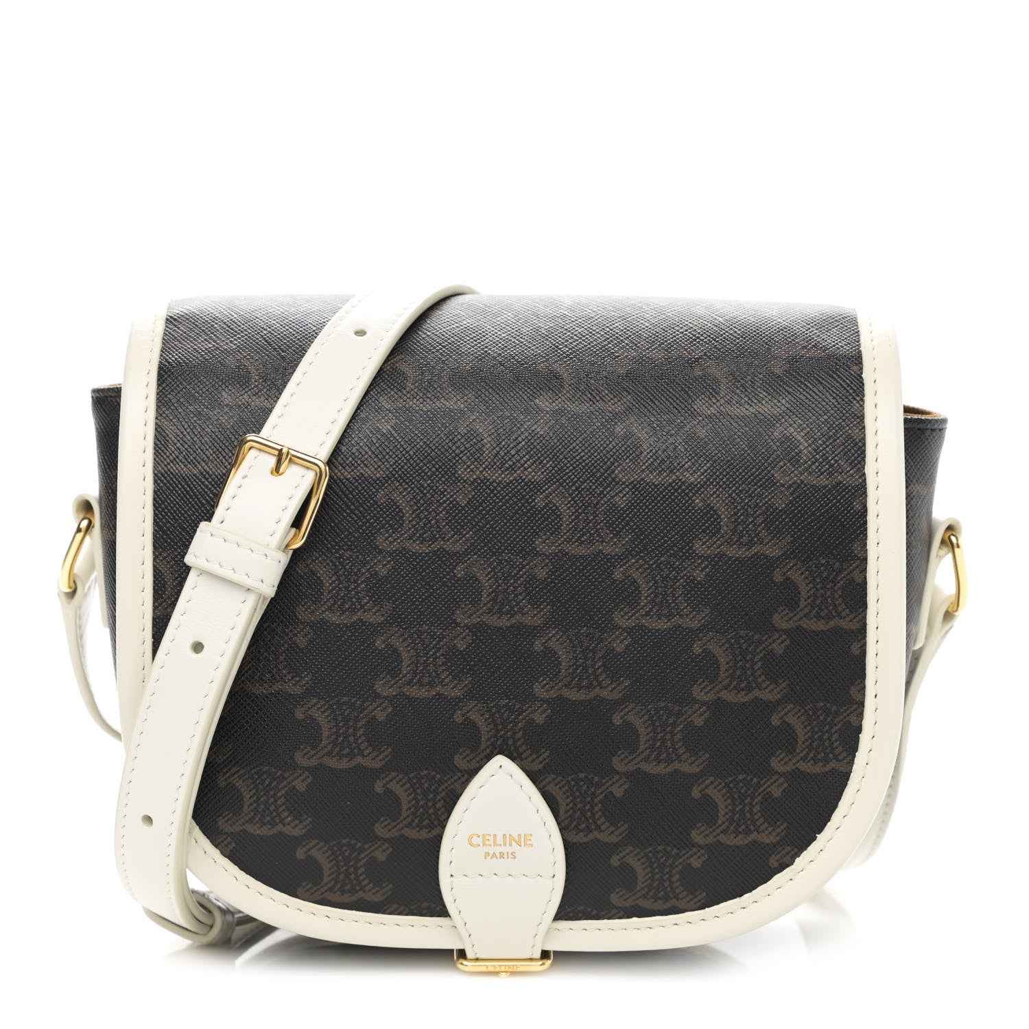 Celine Triomphe Canvas Medium Folco Bag White 1 of 11