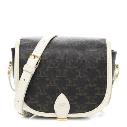 Celine Triomphe Canvas Medium Folco Bag White 1 of 11