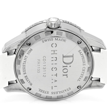 Christian Dior Stainless Steel Rubber Diamond Sapphire 33mm Christal Quartz Watch White 4 of 4
