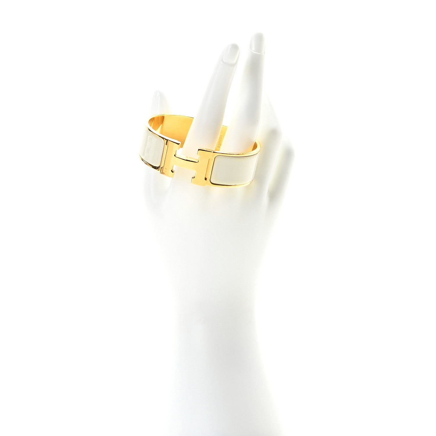 Hermes Enamel Wide Clic Clac H Bracelet GM White 2 of 4