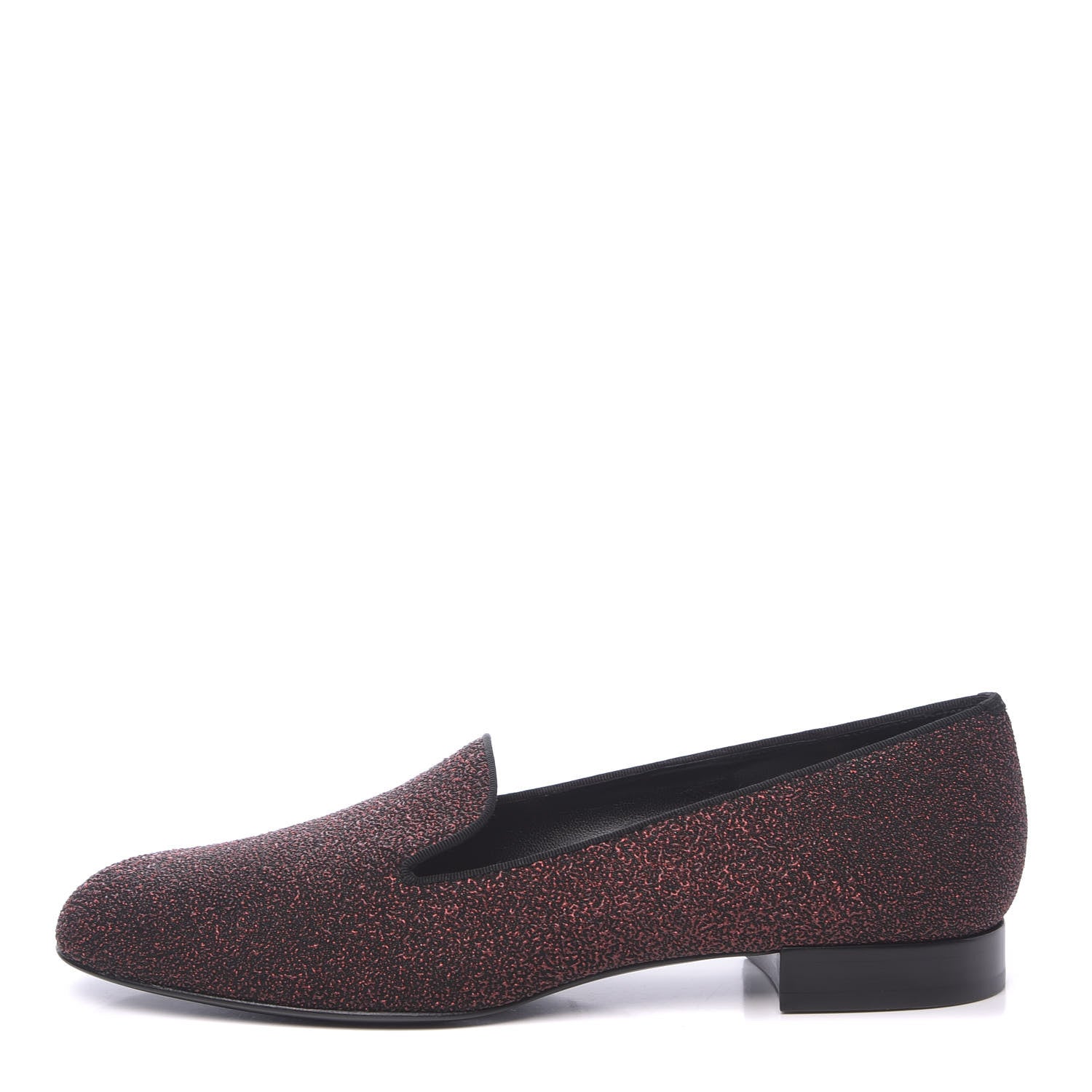 Saint Laurent Metallic Calfskin Smoking Slipper Flat Loafers 37.5 Red Glitter 1 of 8
